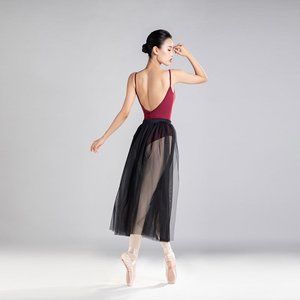 NEW Dansgirl Women Ballet Sheer Mesh Maxi Skirt, Black, Size XS